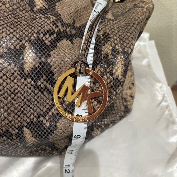 Michael Kors Hobo Tan Effect Leather Python Suede Tote Purse - Picture 8 of 14
